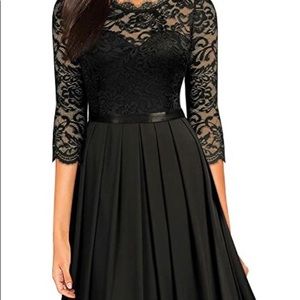 Black lace and chiffon long dress